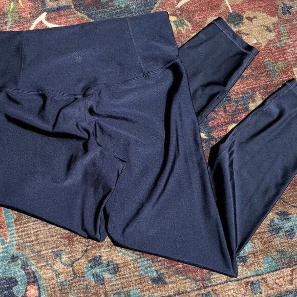 Athleta Elation Shine Tight Leggings L Navy High-Rise Ankle Length - Picture 3 of 4